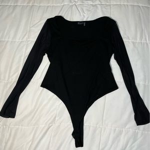 ASOS Design Sweetheart Neckline Bodysuit With Mesh Sleeve